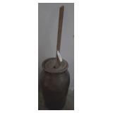 SALT GLAZED BUTTER CHURN WITH LID AND HANDLE