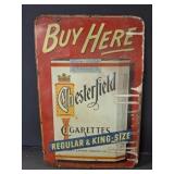 VINTAGE CHESTERFIELD CIGARETTES METAL SIGN 12X18