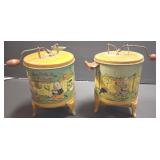 THREE LITTLE PIGS 2 PC WASHERS VINTAGE TIN TOYS