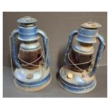 2 PC RUBY GLOBE WIZARD LANTERNS