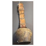 ANTIQUE OX BELL WITH LEATHER BELT