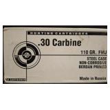 HUNTING CARTRIDGES 30 CARBINE 110GR FMJ 50 ROUNDS