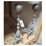 VINTAGE CAST AND BRASS FIRE DOGS