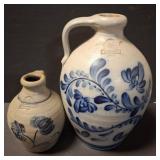 2 PC ROWE FOUNDRY SALT GLAZED JUGS