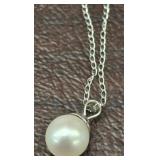 14K WHITE 18IN CHAIN WITH PEARL PEN 1.3G
