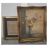 FRAMED STILL LIFE FLORAL ARRANGEMENT SCENE-