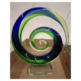 BLOWN GLASS ART GLASS, HAS CHIP ON BASE