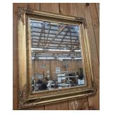 FRAMED BEVELED MIRROR-FRAME SHOWS SOME DAMAGE