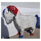 RED/WHITE/BLUE METAL HORSE YARD DECOR