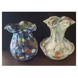 2 PC BLOWN GLASS VASES