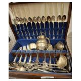 SILVER PLATED ASSORTED FLATWARE IN SILVER CHEST