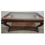 BEVELED GLASS TOP 2 TIER COFFEE TABLE