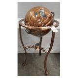 GEMSTONE GLOBE IN COPPER TONE STAND