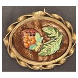 MOSAIC GOLD STONE PIN GOLD WASH BEZEL