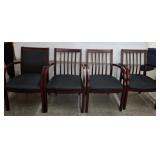 4 WOOD FRAME ARMCHAIRS