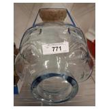 VINTAGE GLASS PIG WITH CORK 18IN