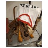 VINTAGE SKATES, BASKET, MISC