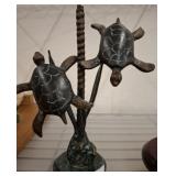 BRONZE TYPE TURTLE FIGURINE 10IN