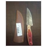 DAMASCUS STYLE HUNTING KNIFE IN SHEATH