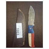 DAMASCUS STYLE HUNTING KNIFE IN SHEATH