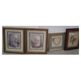 4 PC WALL ART-DUCKS, FLOWERS