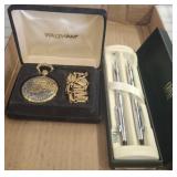 CROSS PEN AND PENCIL, WALTHAM POCKET WATCH