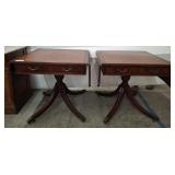 PR DROP LEAF LEATHER TOP MAHOGANY TABLES