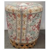 BOHO VANITY STOOL W/ WOODEN BASE