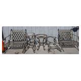 2 METAL PATIO CHAIRS, 3 PATIO TABLES-NO GLASS