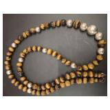 NOS SAKS FIFTH AVE TIGERS EYE AND STERLING BEAD NE