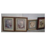 4 PC WALL ART-DUCKS, FLOWERS