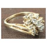14K DIAMOND WATERFALL DESIGN RING 3.9 GRAMS