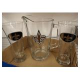 NEW ORLEANS SAINTS PITCHER AND GLASSES