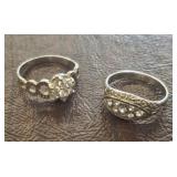 2 PC 925 RINGS WITH CLEAR STONES