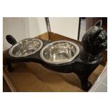 VINTAGE CAST CAT WITH BOWLS