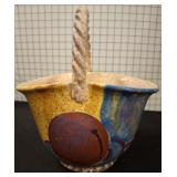 SARA HAND PAINTED APPLIED HANDLE BASKET