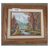 FALL MOUNTAIN SCENE ON CANVAS   15X13