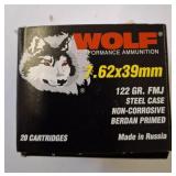 WOLF 7.62X39MM 122GR FMJ STEEL CASE 20RDS