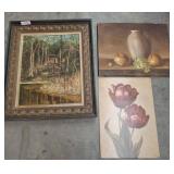3 PC WALL ART-FRUIT, TULIPS, CABIN SCENE, 23X27