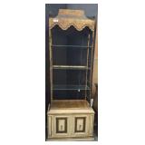 3 TIER METAL/GLASS SHELVES W/ BOTTOM CABINET