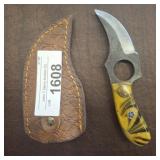 DAMASCUS STYLE SKINNING KNIFE IN SHEATH