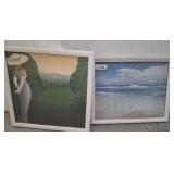 BEACH SCENE,  WOMAN/MOUNTAIN SCENE 17X17