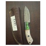 DAMASCUS STYLE HUNTING KNIFE IN SHEATH