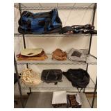 GROUP OF ASSORTED HAND BAGS, SHOES, DUFFLES