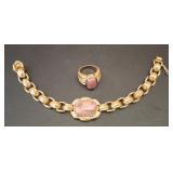 MARKED 925 GOLD OVER RING AND BRACELET