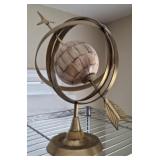 BRASS AND TILE MOSAIC ARMILLARY