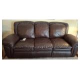 LEATHER DOUBLE RECLINING SOFA 92IN