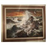WESTON TAYLOR- OIL ON CANVAS OCEAN SCENE