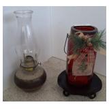 OIL LAMP AND CANDLE STAND