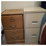 OAK AND METAL FILING CABINETS